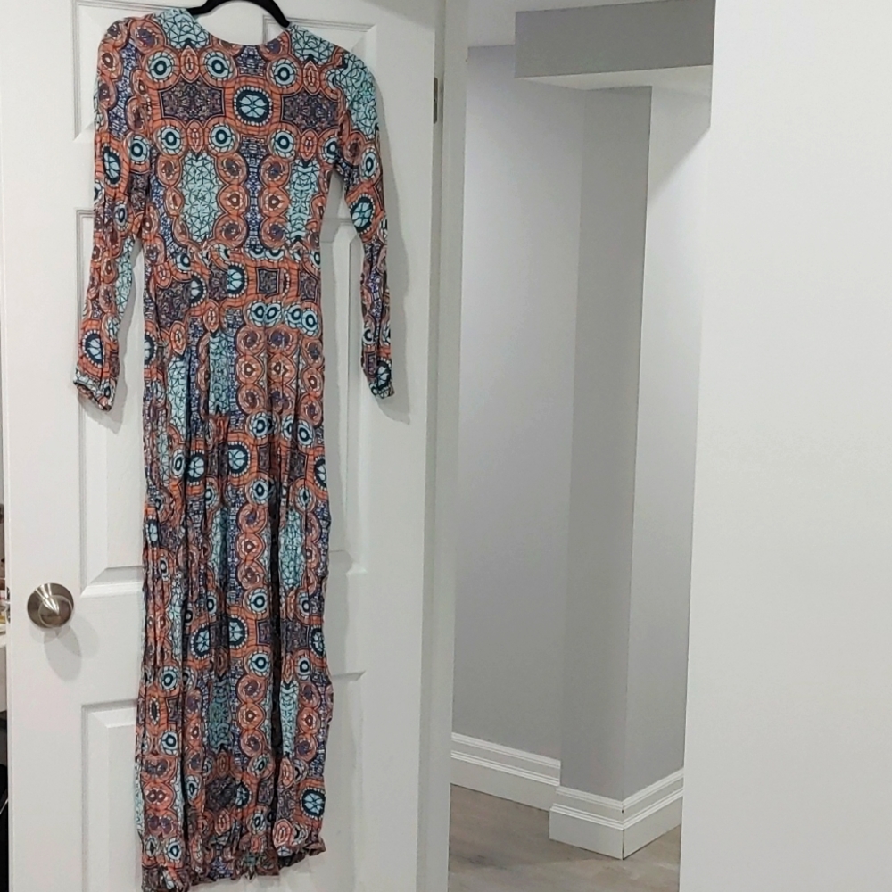 Modest long print dress